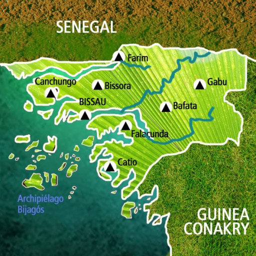 Mapa Guinea Bissau. Viaje