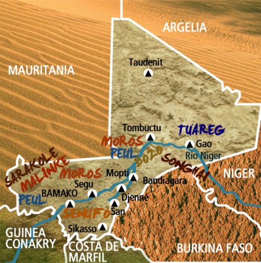Mapa Malí. Viaje